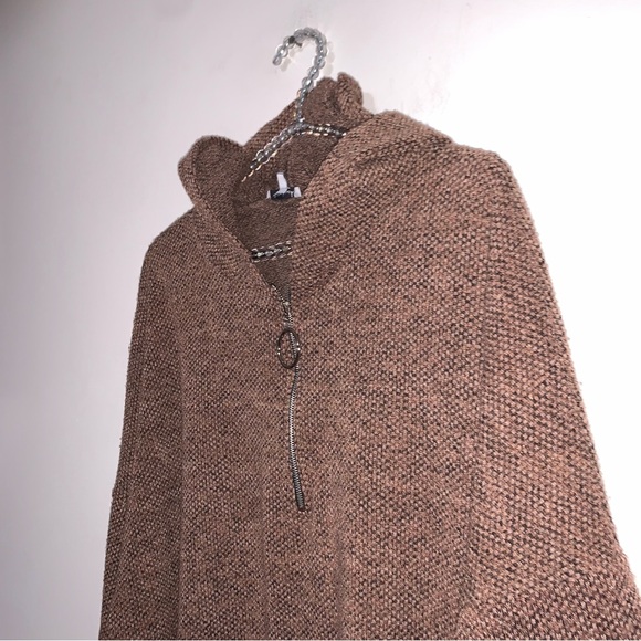 White Birch Knitted Hooded Pullover 3X Cozy Brown Knit Sweater - Picture 2 of 4